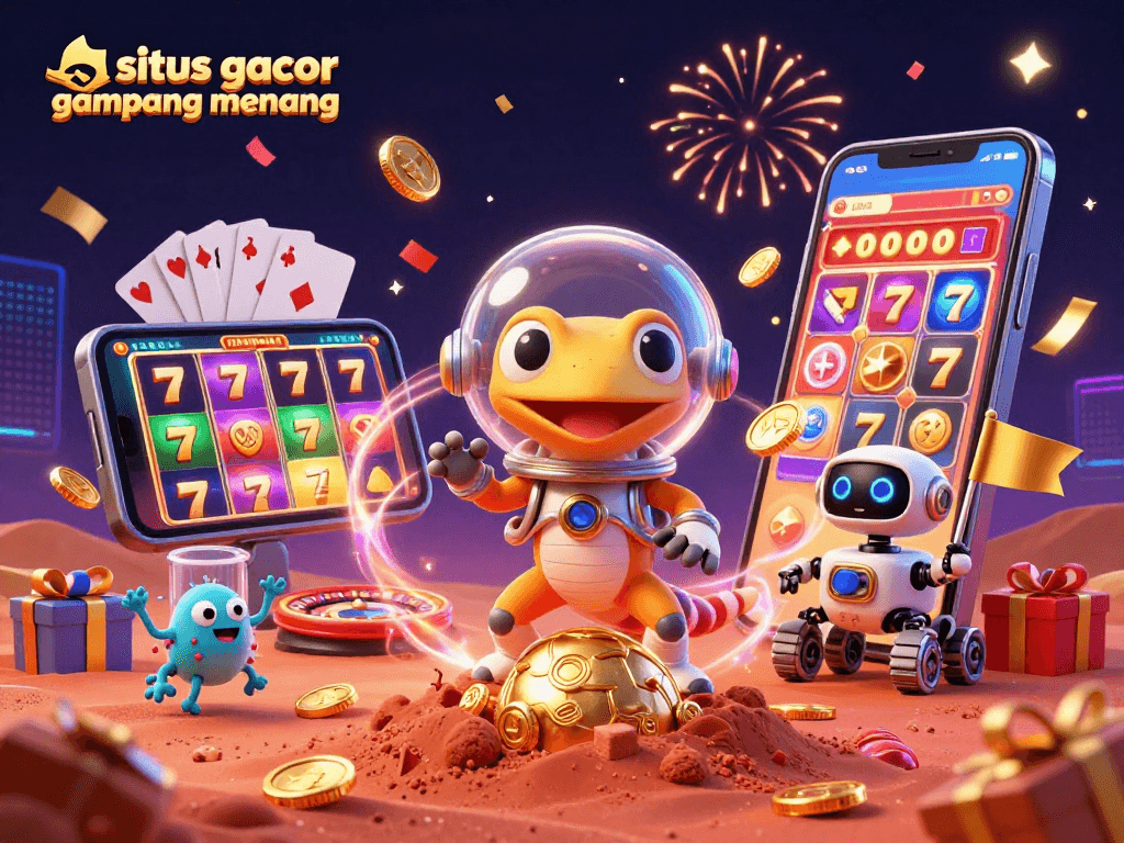 Mainkan situs gacor gampang menang dengan Martian gecko dan elemen kasino yang menarik.