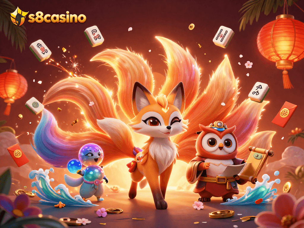 Experience thrilling gameplay at s8casino with vibrant characters and dynamic casino elements.