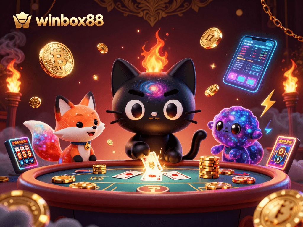 Engage with winbox88 slots and cosmic themes through this vibrant casino scene.