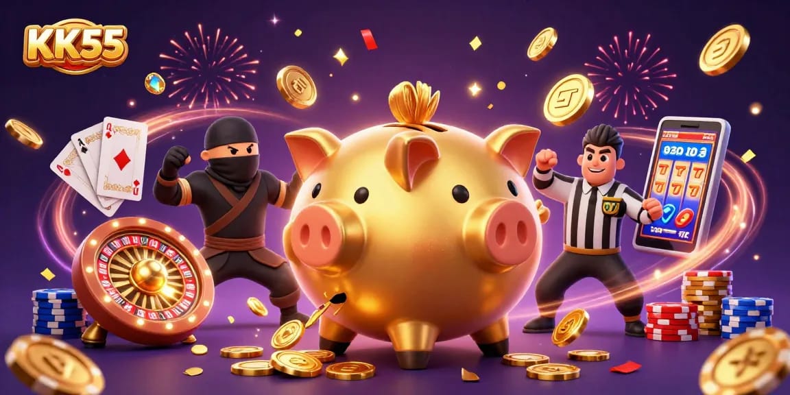 Engaging KK55 casino scene with animated characters showcasing thrilling gambling elements.