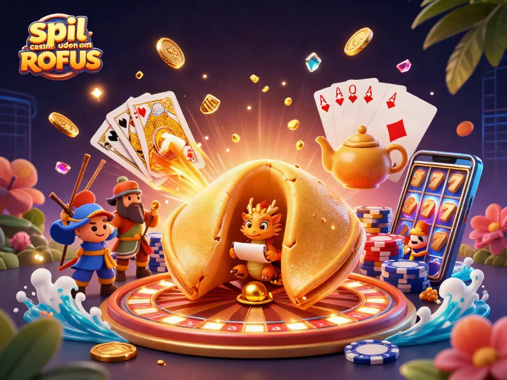 Engage with spil casino uden om ROFUS through an immersive 3D gambling adventure illustration.