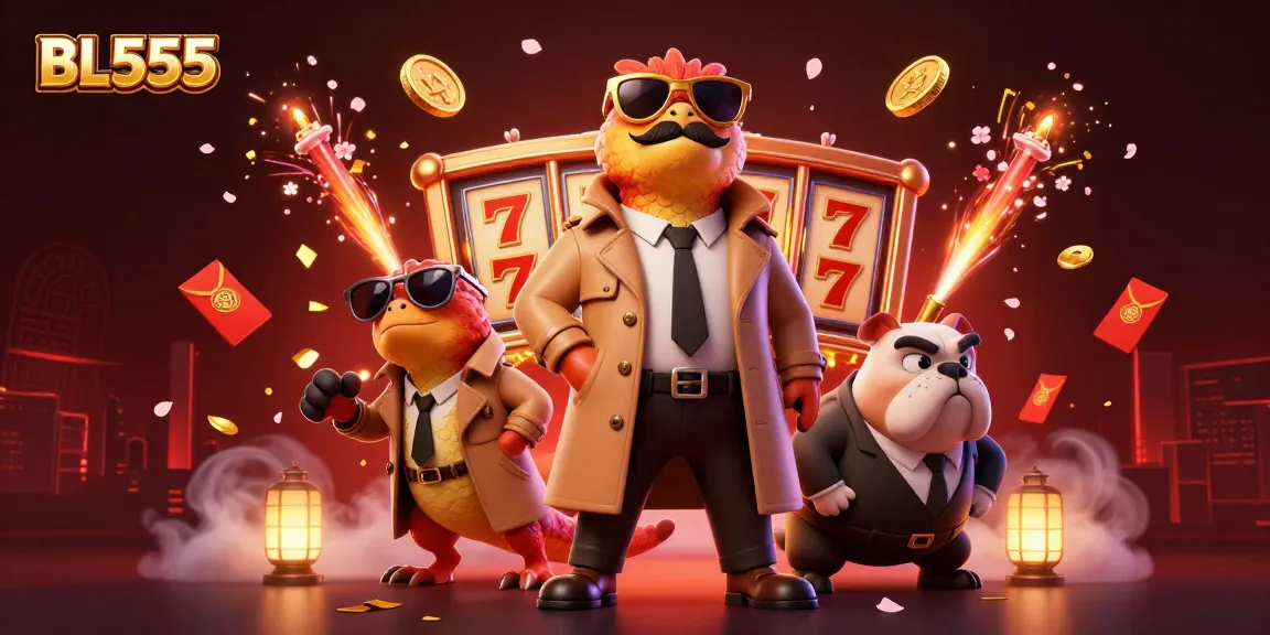 Engage in thrilling gaming at BL555's VIP casino lounge with playful raptors and festive visuals.