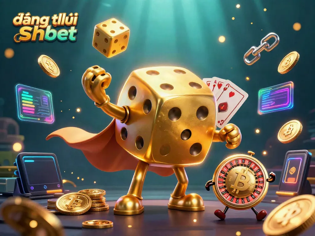 Action-packed scene illustrating how to đăng ký shbet with cartoon characters and casino elements.