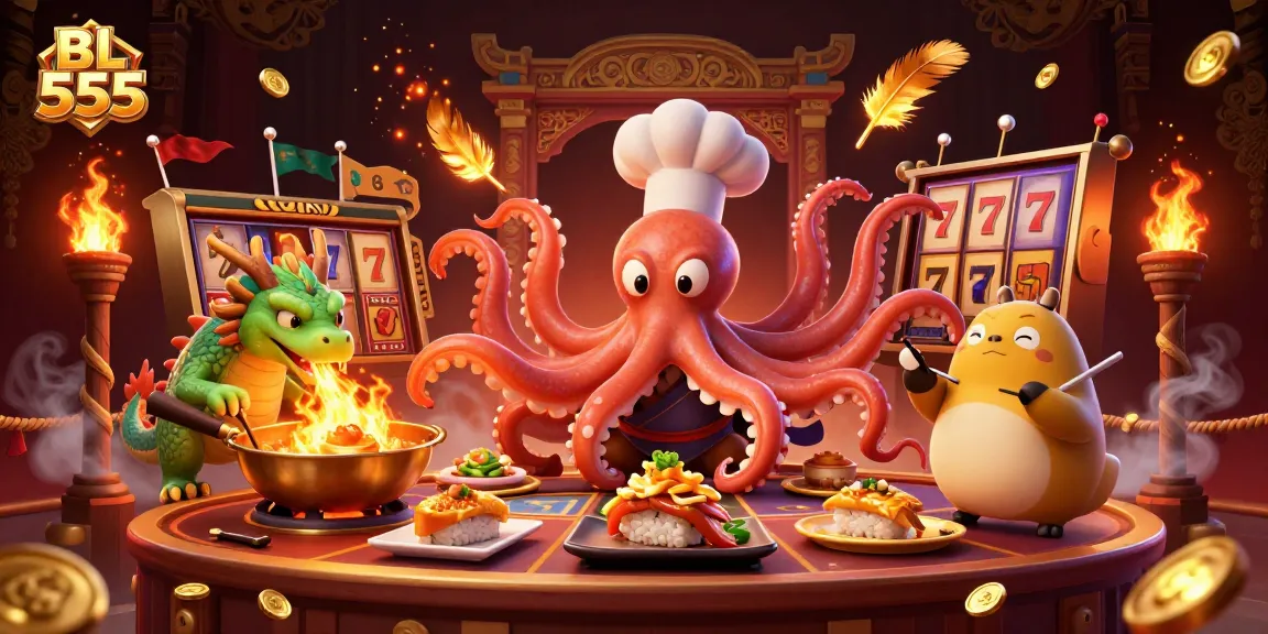 Experience thrilling wins at BL 555 with an engaging 3D casino illustration featuring dynamic characters and rich gaming elements.
