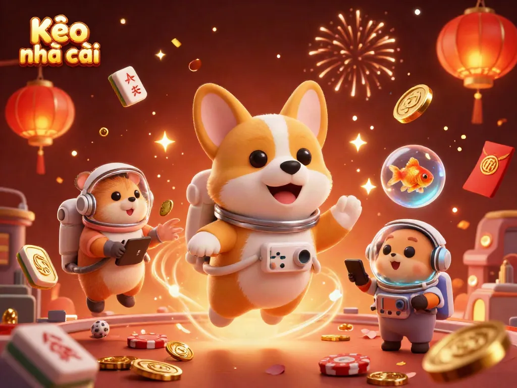 Engage with Kèo nhà cái through lively 3D casino fun featuring a corgi astronaut and spectacular floating decorations.