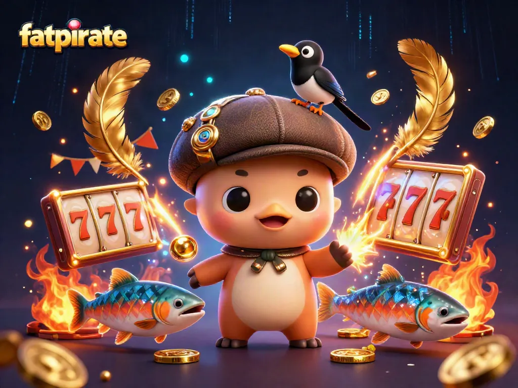Experience the exciting world of fatpirate with playful characters among vibrant casino elements.