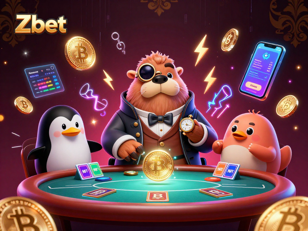 Engage in thrilling Zbet poker games, witnessing a jolly walrus and clever dealer in action.