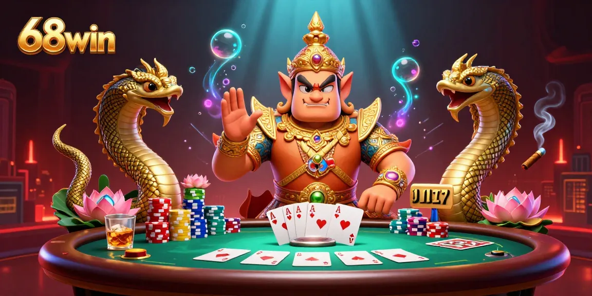 Experience the thrill of 68win gaming at its best with vibrant casino elements and characters.