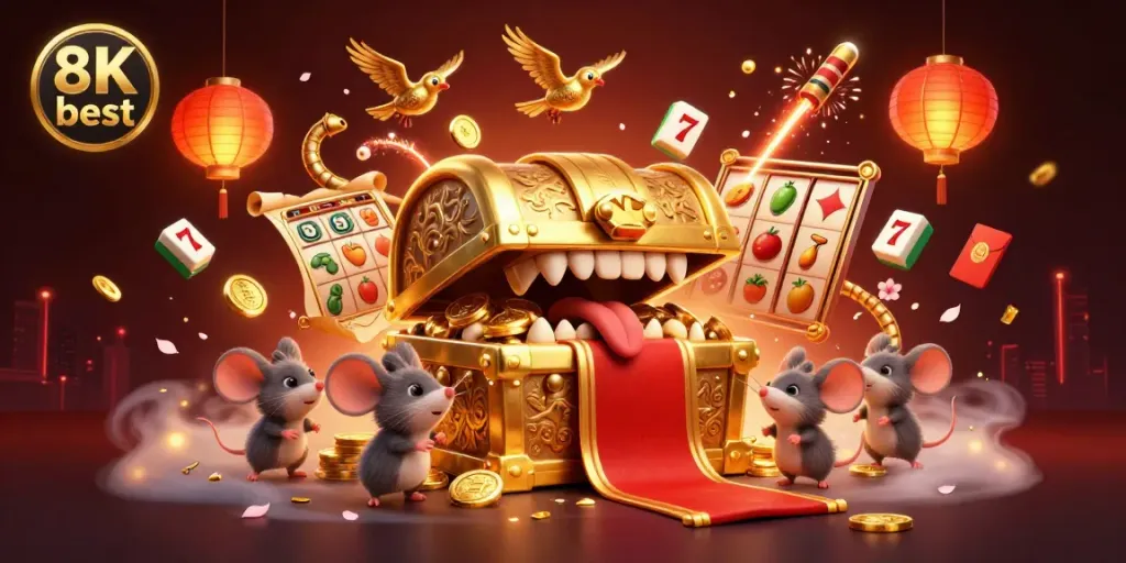Engaging 3D representation of the 8K best casino experience featuring playful characters and vibrant gameplay elements.