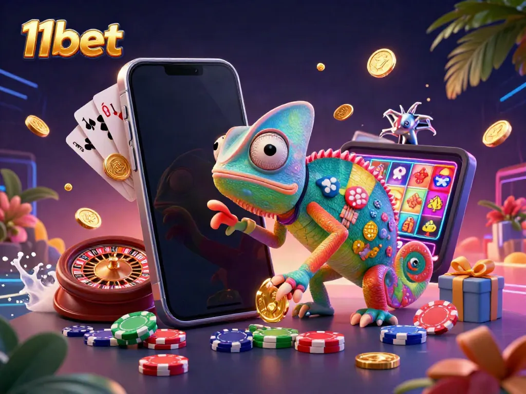 Experience the vibrant thrills of 11bet's casino with colorful games and dynamic characters.