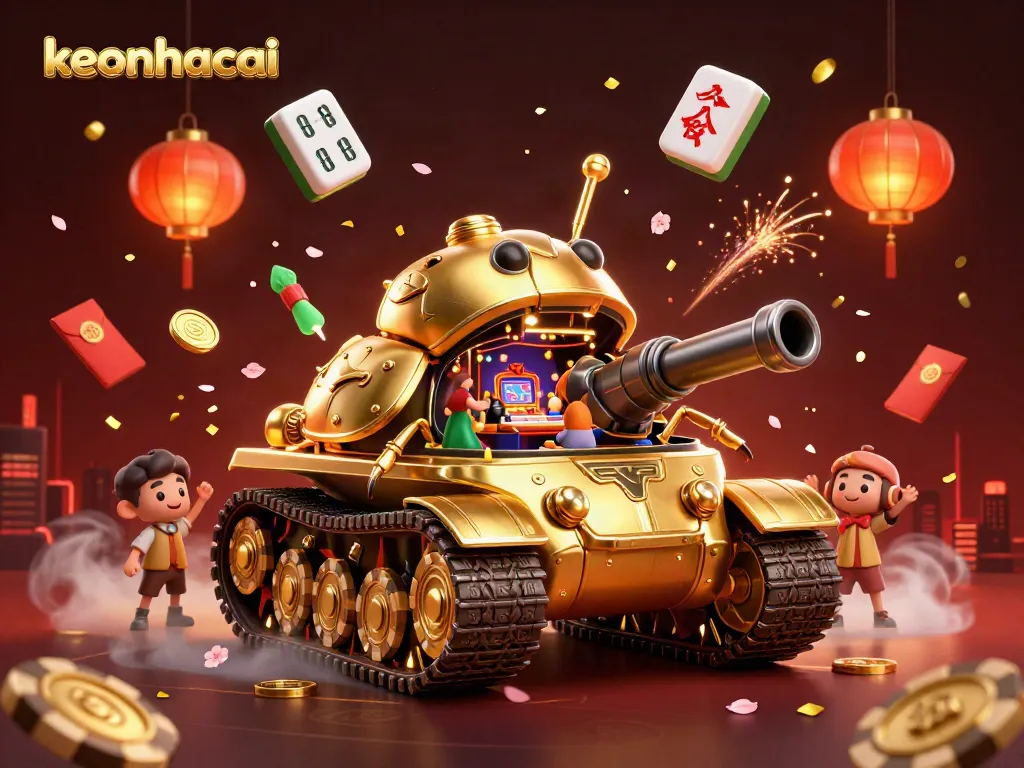 Engaging keonhacai illustration showcasing a vibrant casino within a golden beetle tank, filled with action.