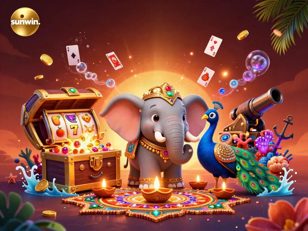 Experience thrilling gameplay with sunwin., featuring dynamic elements of a colorful casino adventure.