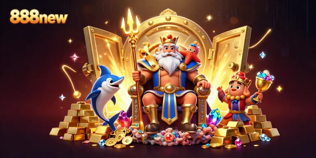 Experience the vibrant world of 888new, where treasures burst forth from gold vaults amid lively gaming adventures.