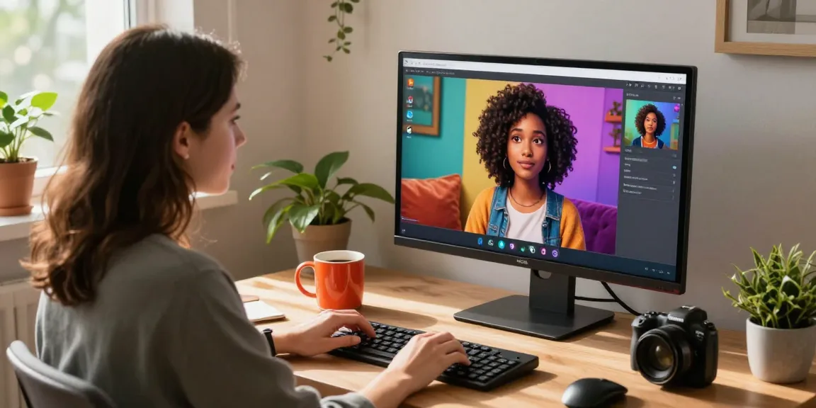 Interactive character ai nsfw chat scene with personalized AI character on screen, cozy home desk setup highlighting immersive roleplay experience.