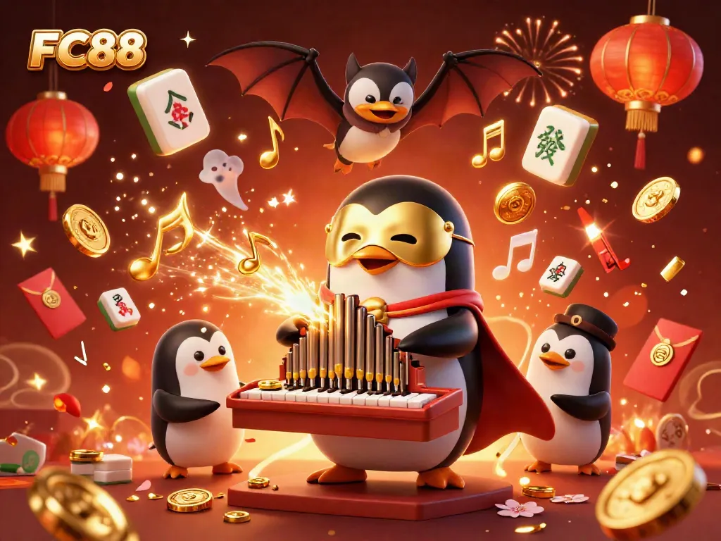 Join the excitement at FC88 with a lively 3D casino scene featuring fun characters and festive elements.