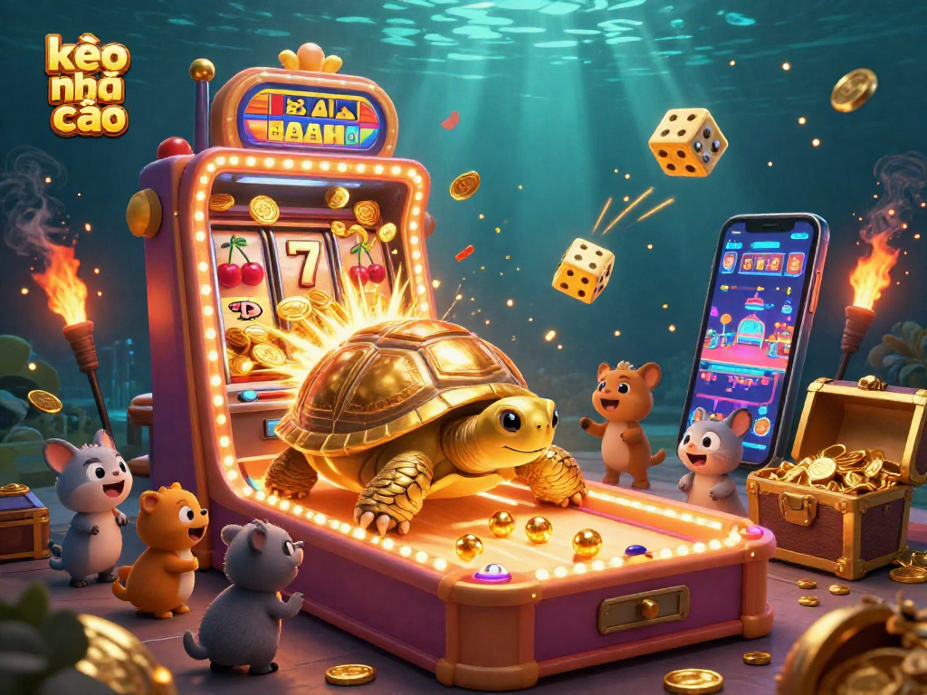 Experience kèo nhà cái with vibrant gaming elements and excitement in this rich casino illustration.