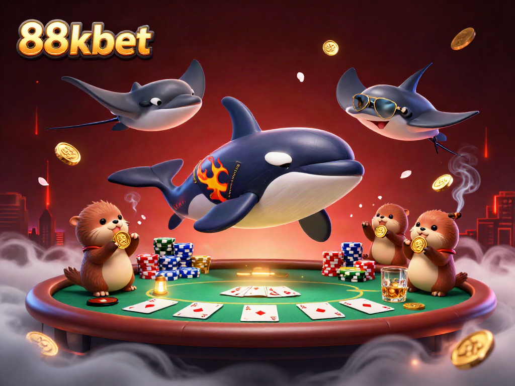 Win big at 88kbet with a thrilling scene of playful characters and dynamic casino elements.