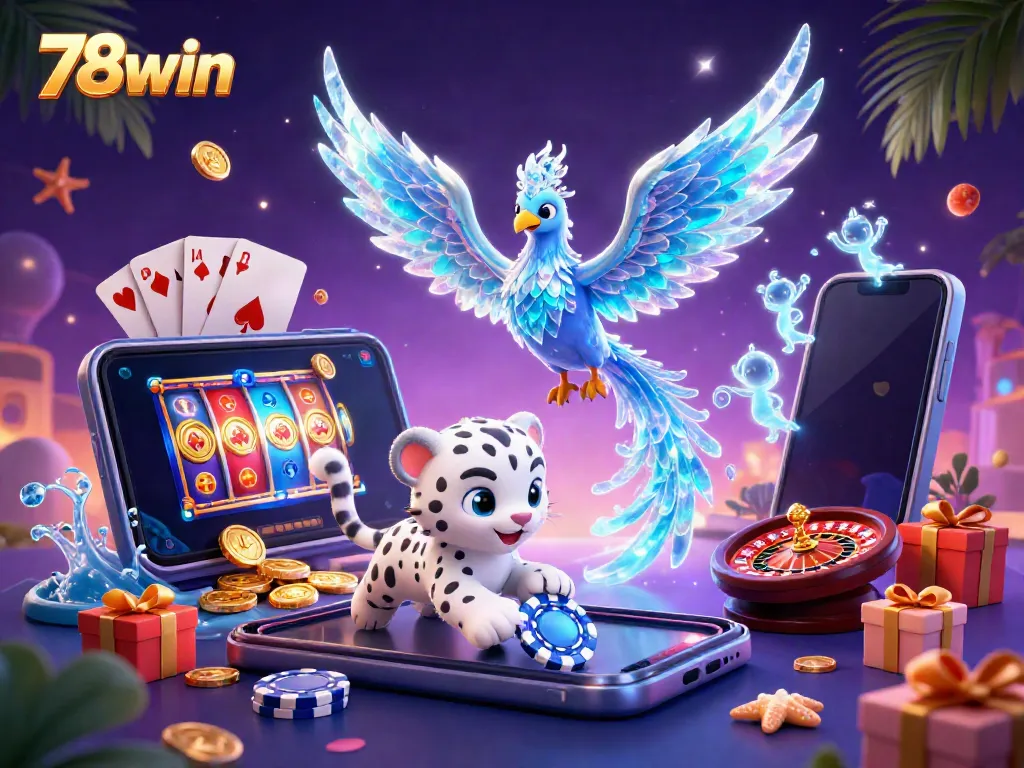 Experience thrilling moments at 78win with vibrant casino scenes filled with games and excitement.