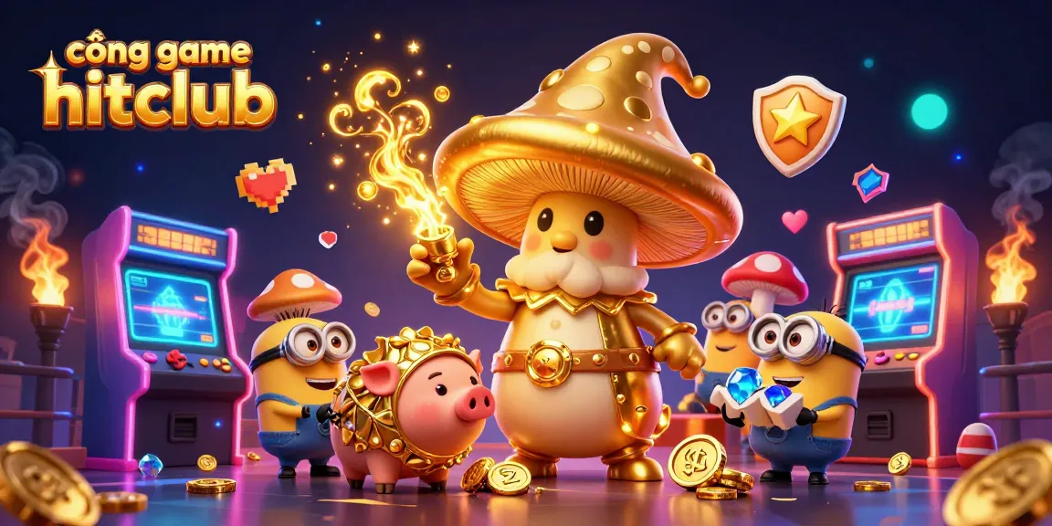 Experience excitement with cổng game hitclub as a 3D wizard conjures wealth in a vibrant casino scene.
