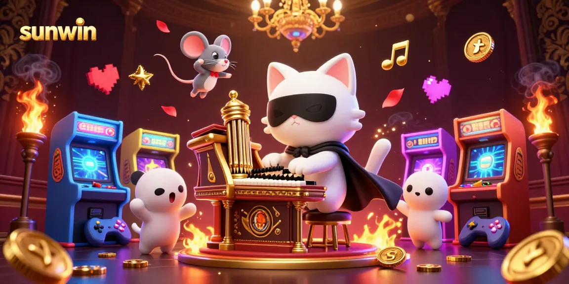 Experience the excitement of sunwin with a vibrant casino scene featuring captivating characters and game elements.
