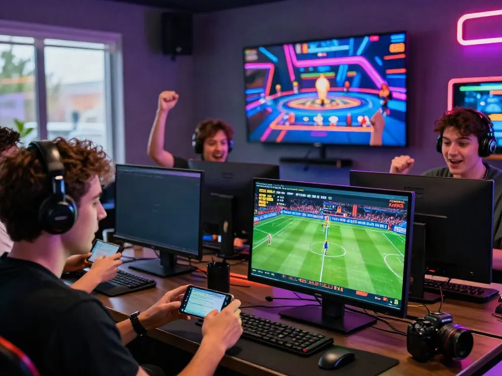 Engaged players enjoying online betting on https://fabet.com.mx/ with vibrant gaming atmosphere.