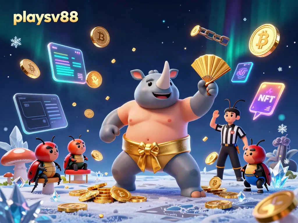 Experience electrifying wins at playsv88 as the sumo champion beetle stomps golden coins, set in an animated casino.