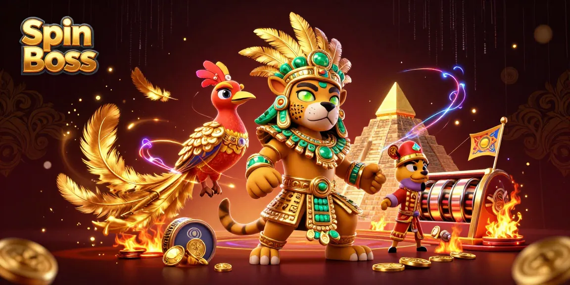 Experience the thrill of Spin Boss as jaguar priest and quetzal bird animate a casino adventure.