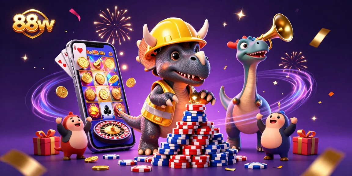 Experience thrilling slot games at 88vv while celebrating with a joyful scene full of excitement.