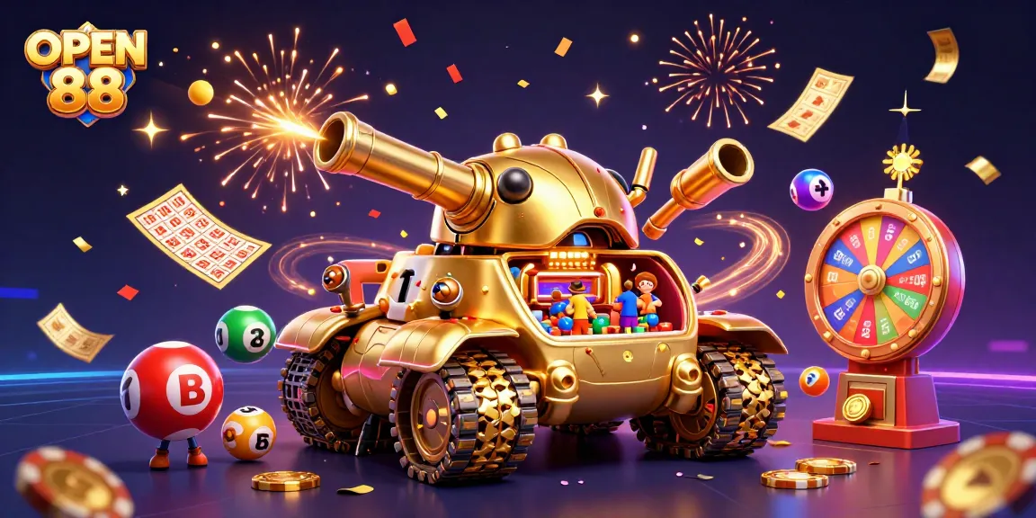 Engage with OPEN 88's thrilling vibe through a colorful casino scene bursting with excitement.