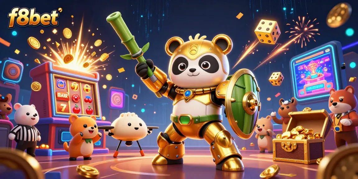 Experience exciting gameplay at f8bet with a vibrant 3D casino scene featuring jackpots and characters.
