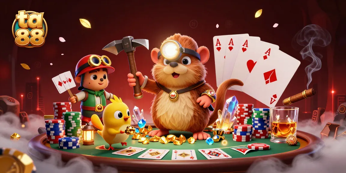 Experience the excitement of ta 88 with a 3D treasure hunter mole in a vibrant casino scene.