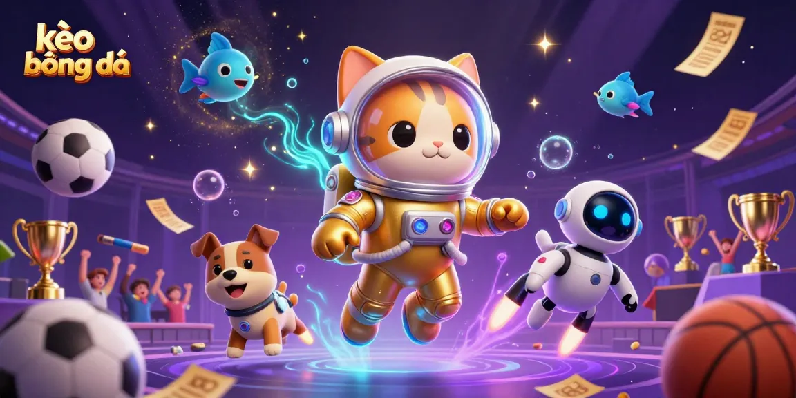 Engage in the thrilling action of kèo bóng đá with vibrant sports elements and dynamic characters.