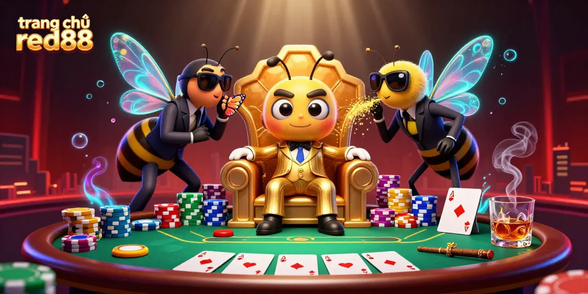 Experience the excitement at trang chủ red88 with a vibrant 3D cartoon casino scene featuring poker elements.